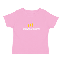 Load image into Gallery viewer, I KNOW THAT&#39;S RIGHT PINK BABY TEE
