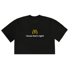 Load image into Gallery viewer, I KNOW THAT&#39;S RIGHT CROPPED BLACK TEE
